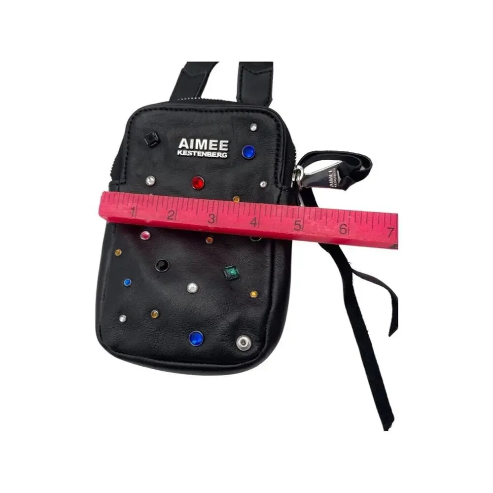 Aimee Kestenberg Black Starlight Leather Just Saying Jeweled Crossbody Bag